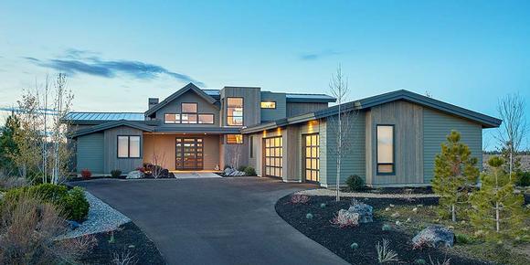 Contemporary, Modern House Plan 43312 with 5 Beds, 4 Baths, 3 Car Garage Elevation