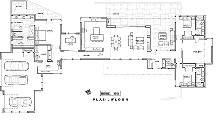 Contemporary, Modern House Plan 43320 with 3 Beds, 4 Baths, 3 Car Garage First Level Plan