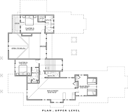 Craftsman House Plan 43325 with 5 Beds, 6 Baths, 3 Car Garage Second Level Plan