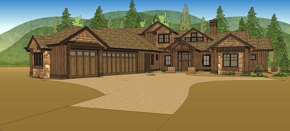 Country, Craftsman Plan with 2554 Sq. Ft., 3 Bedrooms, 4 Bathrooms, 3 Car Garage Picture 16