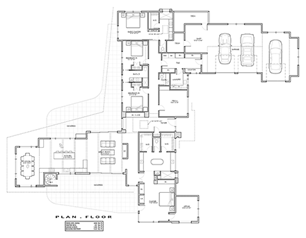 Contemporary, Modern House Plan 43333 with 4 Beds, 4 Baths, 3 Car Garage First Level Plan