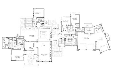 Contemporary, Modern House Plan 43334 with 4 Beds, 6 Baths, 3 Car Garage First Level Plan