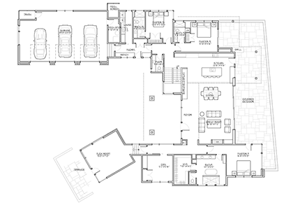 Contemporary, Modern House Plan 43336 with 5 Beds, 6 Baths, 3 Car Garage First Level Plan