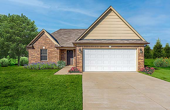 Traditional House Plan 43419 with 3 Beds, 2 Baths, 2 Car Garage Elevation