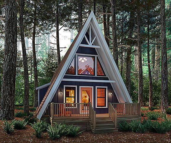 A-Frame House Plan 43500 with 3 Beds, 2 Baths Elevation