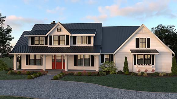 Farmhouse House Plan 43600 with 4 Beds, 3 Baths, 2 Car Garage Elevation