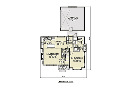 Contemporary, Country, Craftsman, Farmhouse House Plan 43604 with 3 Beds, 3 Baths, 2 Car Garage First Level Plan