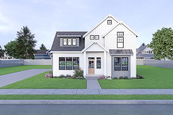 Contemporary, Country, Craftsman, Farmhouse House Plan 43604 with 3 Beds, 3 Baths, 2 Car Garage Elevation