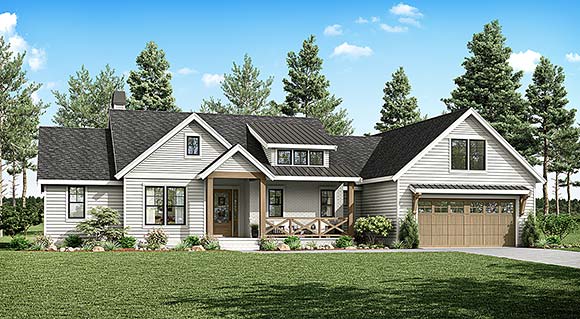 Country, Craftsman, Farmhouse House Plan 43612 with 3 Beds, 2 Baths, 2 Car Garage Elevation
