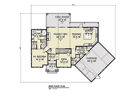 Contemporary, Farmhouse House Plan 43613 with 3 Beds, 3 Baths, 2 Car Garage First Level Plan