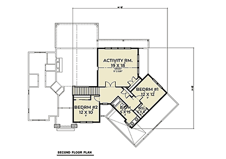 Contemporary, Farmhouse House Plan 43613 with 3 Beds, 3 Baths, 2 Car Garage Second Level Plan