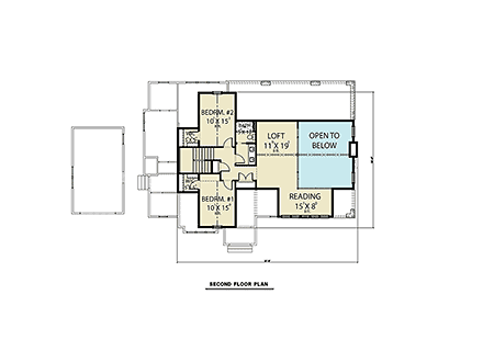 Cottage, Farmhouse House Plan 43614 with 4 Beds, 3 Baths, 1 Car Garage Second Level Plan