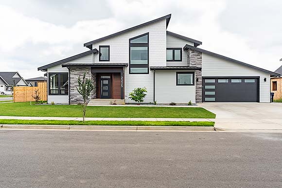 Contemporary House Plan 43615 with 3 Beds, 3 Baths, 2 Car Garage Elevation