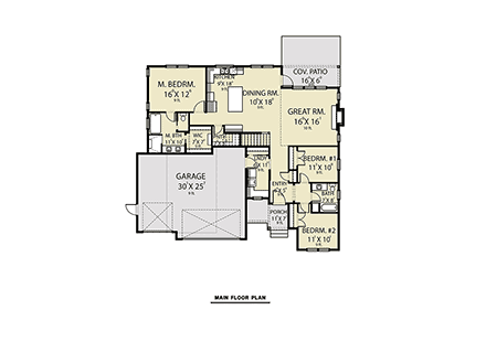 Craftsman, Farmhouse, Traditional House Plan 43622 with 3 Beds, 2 Baths, 3 Car Garage First Level Plan