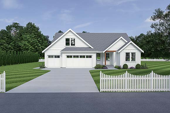Craftsman, Farmhouse, Traditional House Plan 43622 with 3 Beds, 2 Baths, 3 Car Garage Elevation