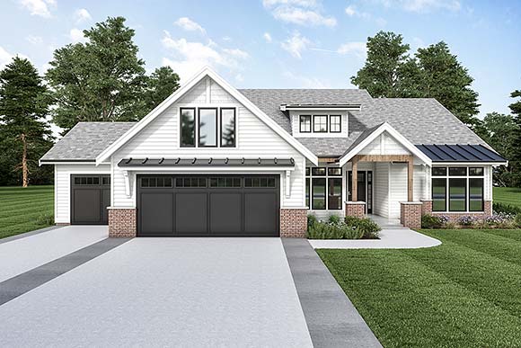 Craftsman, Farmhouse House Plan 43634 with 3 Beds, 3 Baths, 3 Car Garage Elevation