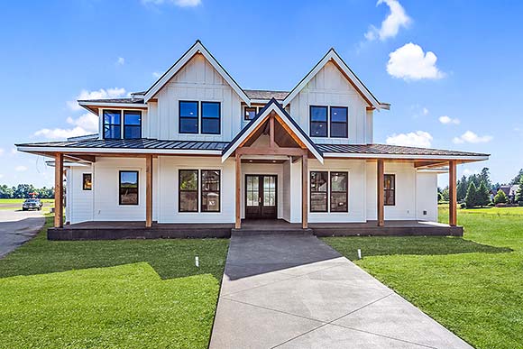 Country, Farmhouse House Plan 43644 with 5 Beds, 4 Baths, 2 Car Garage Elevation