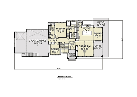 Contemporary, Country, Farmhouse House Plan 43645 with 5 Beds, 4 Baths, 3 Car Garage First Level Plan