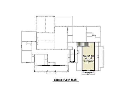 Farmhouse House Plan 43664 with 4 Beds, 3 Baths, 2 Car Garage Second Level Plan