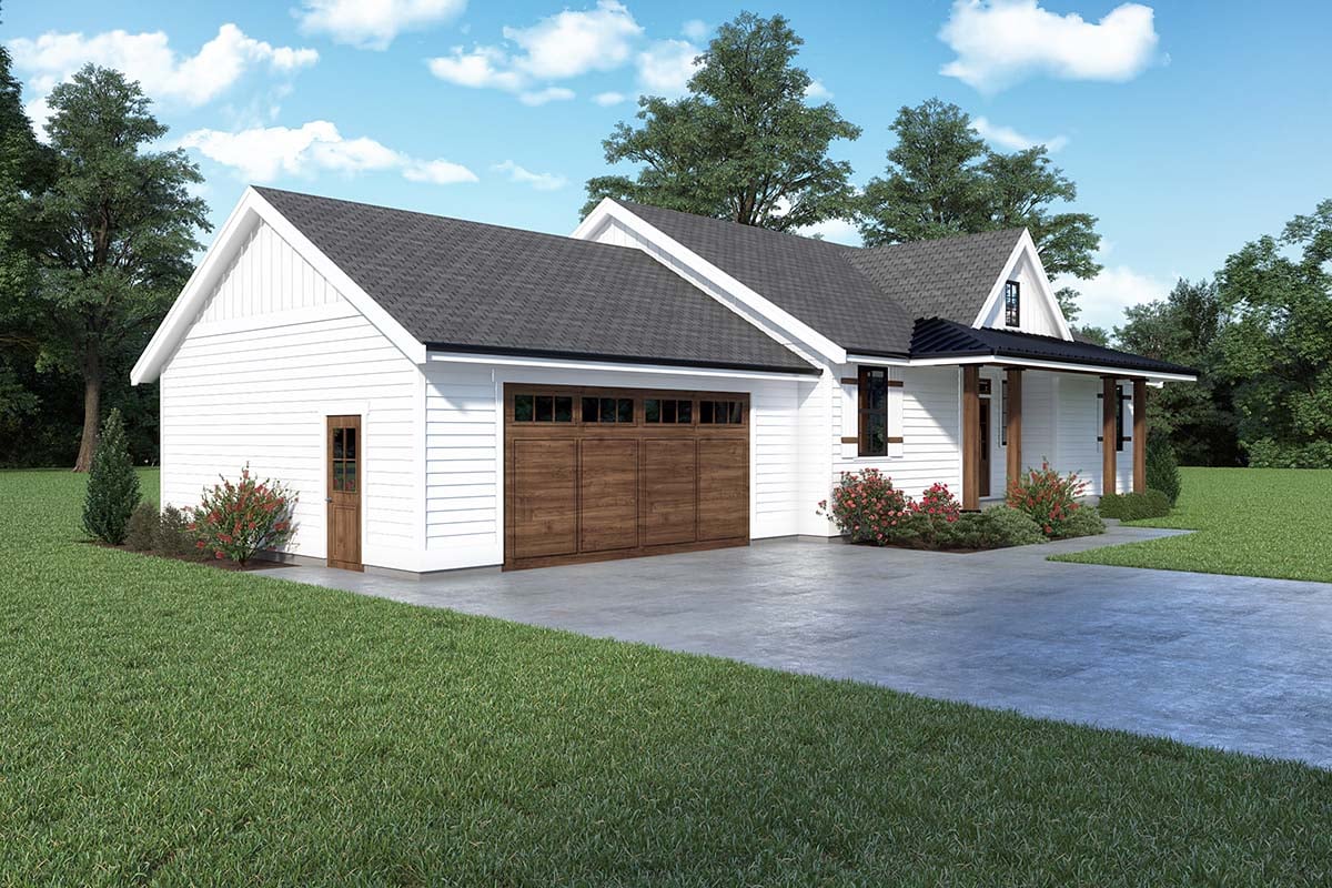Farmhouse Plan with 1248 Sq. Ft., 2 Bedrooms, 2 Bathrooms, 2 Car Garage Picture 3
