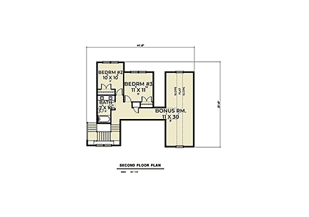 Contemporary, Farmhouse House Plan 43667 with 3 Beds, 3 Baths, 3 Car Garage Second Level Plan