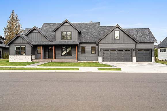 Contemporary, Farmhouse House Plan 43667 with 3 Beds, 3 Baths, 3 Car Garage Elevation