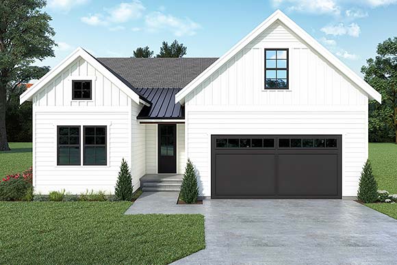 Contemporary, Farmhouse House Plan 43672 with 3 Beds, 2 Baths, 2 Car Garage Elevation