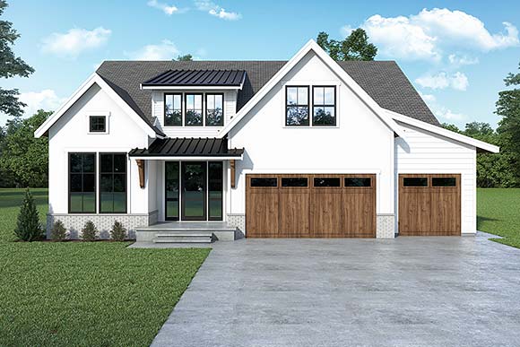 European, Farmhouse House Plan 43682 with 3 Beds, 3 Baths, 3 Car Garage Elevation