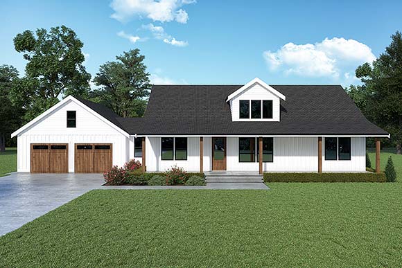 Contemporary, Farmhouse House Plan 43685 with 2 Beds, 3 Baths, 2 Car Garage Elevation