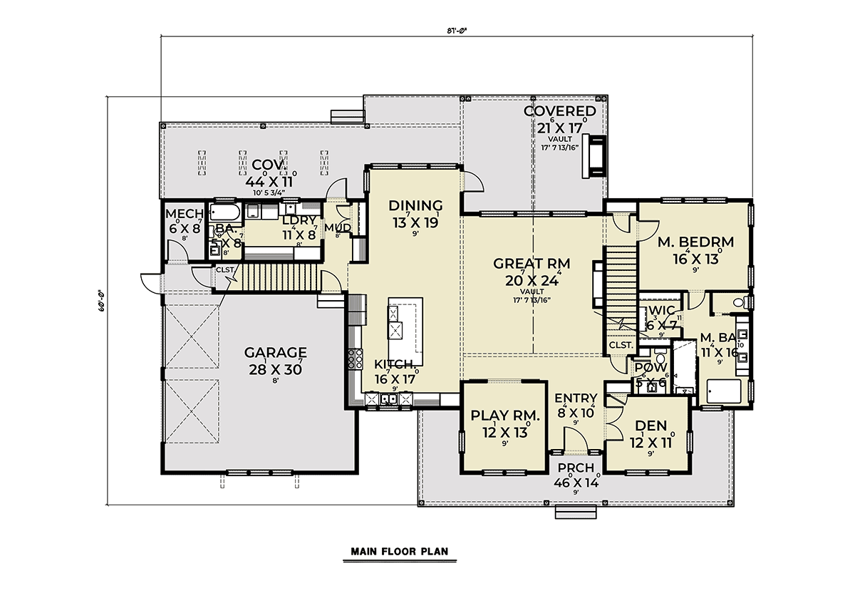 Farmhouse, Traditional House Plan 43688 with 3 Beds, 4 Baths, 2 Car Garage Level One