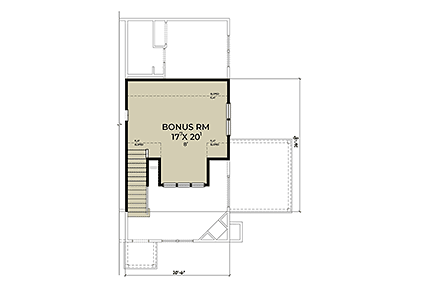 Barndominium, Country, Farmhouse Garage-Living Plan 43689 with 1 Beds, 2 Baths, 3 Car Garage Second Level Plan