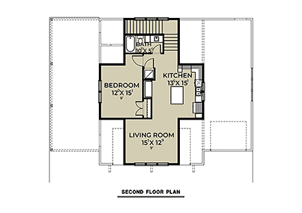 Barndominium Garage-Living Plan 43694 with 1 Beds, 1 Baths, 3 Car Garage Second Level Plan
