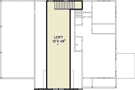 Barndominium Garage-Living Plan 43695 with 1 Beds, 1 Baths, 2 Car Garage Second Level Plan
