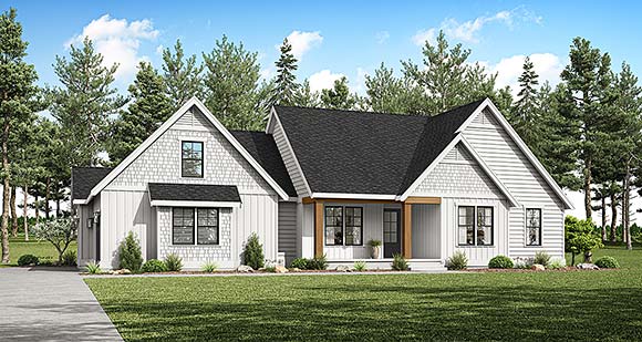 Country, Craftsman, Farmhouse, New American, Ranch House Plan 43699 with 3 Beds, 2 Baths, 2 Car Garage Elevation