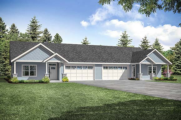 Cottage, Craftsman, Traditional Multi-Family Plan 43702 with 6 Beds, 4 Baths, 4 Car Garage Elevation