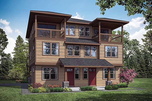 Traditional Multi-Family Plan 43704 with 10 Beds, 10 Baths, 2 Car Garage Elevation