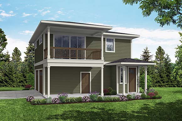 Prairie, Traditional Garage-Living Plan 43705 with 2 Beds, 2 Baths, 2 Car Garage Elevation