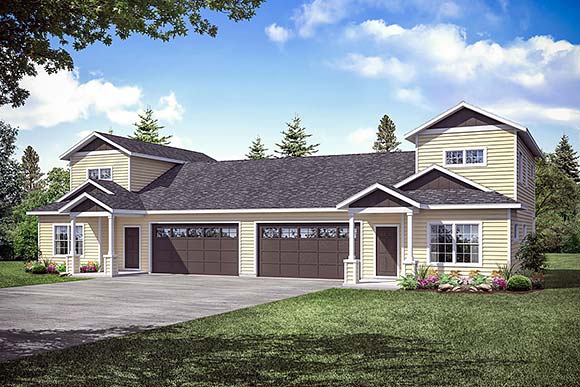 Cottage, Country, Traditional Multi-Family Plan 43706 with 6 Beds, 6 Baths, 4 Car Garage Elevation