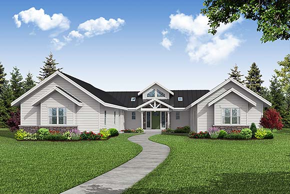 Country, Craftsman, Traditional House Plan 43707 with 2 Beds, 2 Baths, 3 Car Garage Elevation