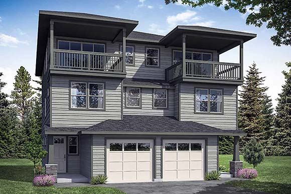 Traditional Multi-Family Plan 43708 with 10 Beds, 10 Baths, 2 Car Garage Elevation