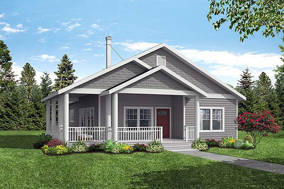 Country, Craftsman, Prairie House Plan 43710 with 3 Beds, 2 Baths Elevation