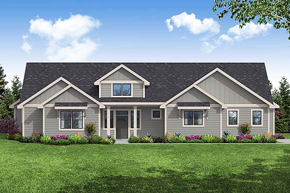 Country, Craftsman, Ranch House Plan 43719 with 3 Beds, 4 Baths, 2 Car Garage Elevation