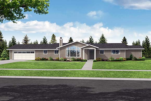 Prairie, Ranch, Southwest House Plan 43727 with 3 Beds, 3 Baths, 2 Car Garage Elevation