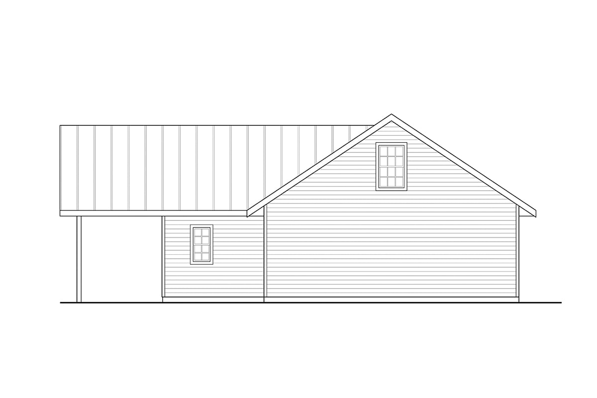 Country, Traditional 2 Car Garage Plan 43734 Rear Elevation
