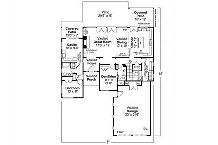 Contemporary, Modern House Plan 43735 with 4 Beds, 4 Baths, 2 Car Garage First Level Plan