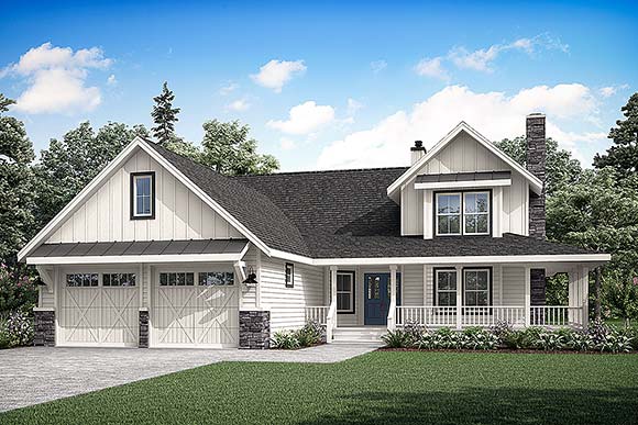 Country, Farmhouse, Traditional House Plan 43746 with 3 Beds, 3 Baths, 2 Car Garage Elevation