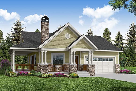 Cottage, Country, Ranch House Plan 43750 with 3 Beds, 2 Baths, 2 Car Garage Elevation