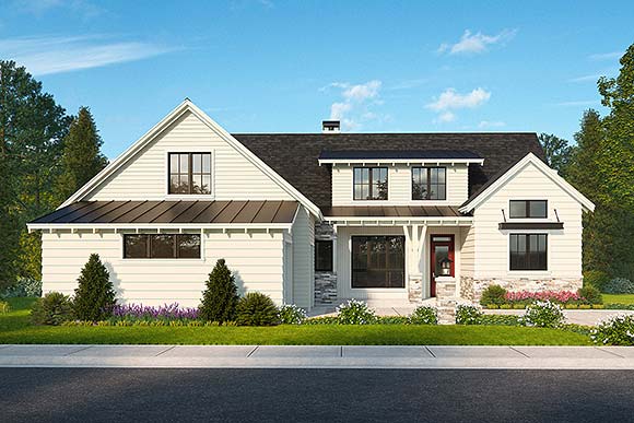 Country, Craftsman, Farmhouse House Plan 43758 with 3 Beds, 4 Baths, 2 Car Garage Elevation