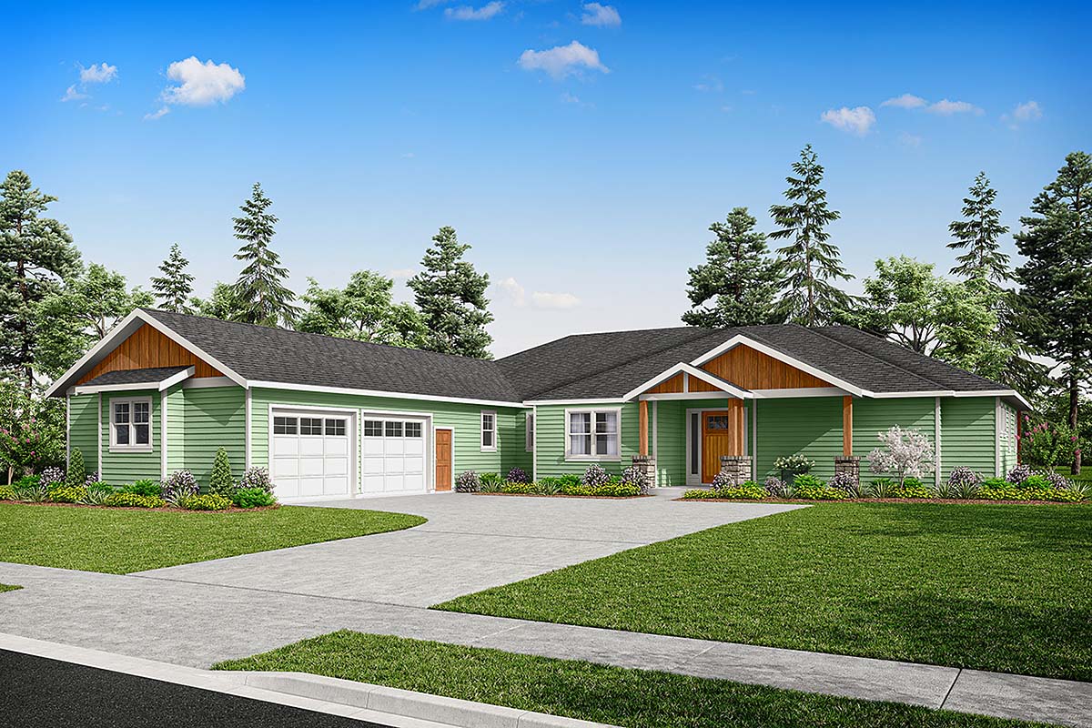 House Plan 43759 - Ranch Style with 3004 Sq Ft, 4 Bed, 3 Bath, 1