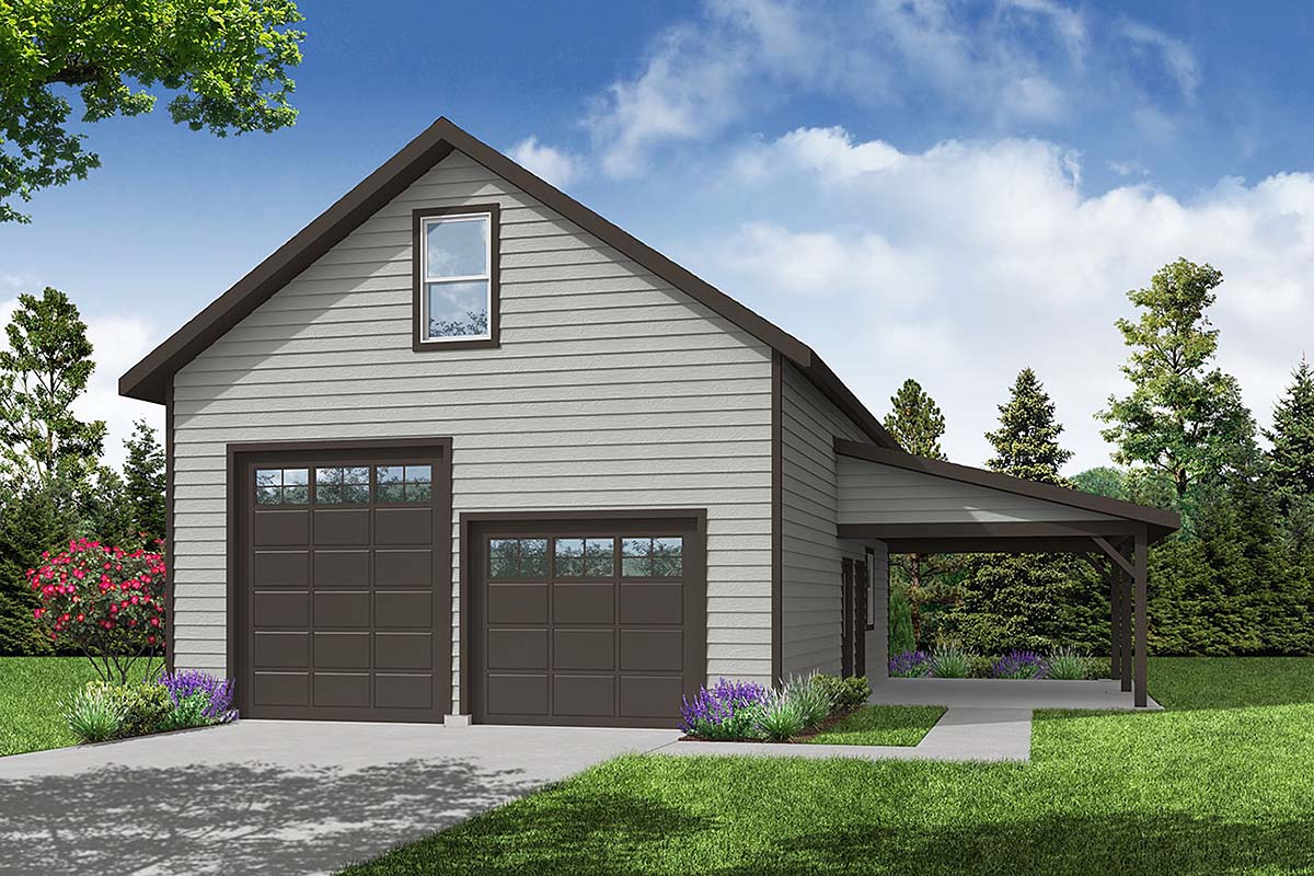 Garage Plan 43760 - 2 Car Garage Traditional Style